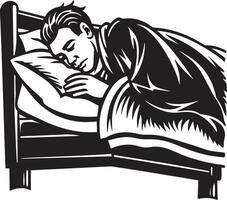 Man sleeping in the bed. illustration vector