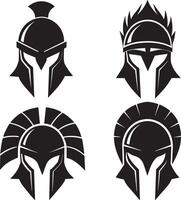 helmet of the spartan, vintage logo line art concept black and white color vector