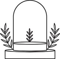 Outline illustration of round podium with laurel wreath icon for web vector