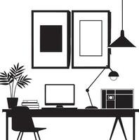 workplace design, illustration graphic in black and white vector