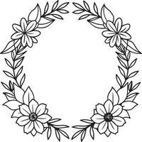 ilustración de floral marco con dalias en negro y blanco vector