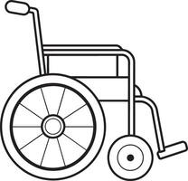 silla de ruedas icono dibujos animados aislado ilustración gráfico diseño en negro y blanco vector