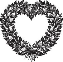 ilustración de floral corazón marco con floral elementos vector
