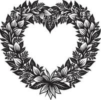 Illustration of floral heart frame with floral elements vector