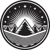 Mountain icon. illustration of a mountain in the shape of a circle. vector