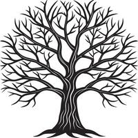 Black Tree Silhouette Isolated on White Background. Illustration vector