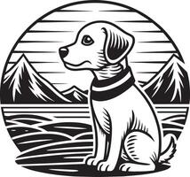 negro y blanco dibujos animados ilustración de linda perro o perrito animal para colorante libro vector