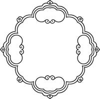 Oval border frame deco label simple line corner design. vector