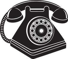 Retro telephone icon on white background. Black and white illustration. vector