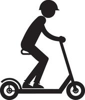 Silhouette of a man riding a scooter on a white background vector