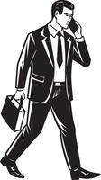 Businessman with a briefcase talking on the phone.r illustration vector