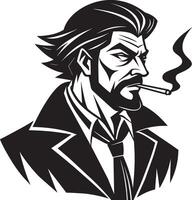 a drawing of a man smoking a cigarette vector