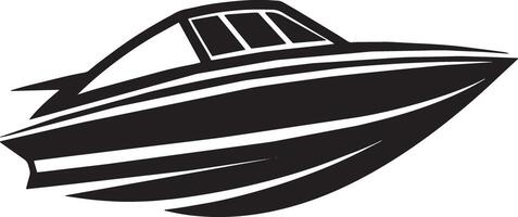 image of a black and white motorboat on a white background vector