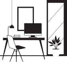 workplace design, illustration graphic in black and white vector