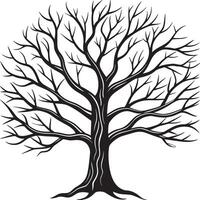 Black Tree Silhouette Isolated on White Background. Illustration vector