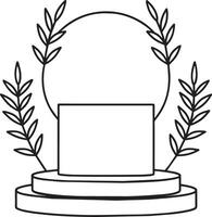 Outline illustration of round podium with laurel wreath icon for web vector