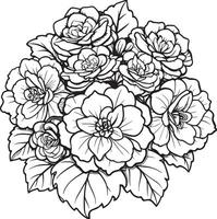 Bouquet of flowers in black and white. illustration. vector