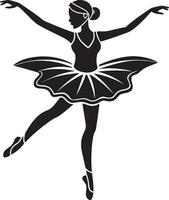 ballet bailarín silueta aislado en blanco antecedentes. negro y blanco ilustración. vector
