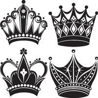 Crowns set. Isolated on white background. illustration. vector