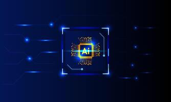 Artificial intelligence concept. Brain circuit board technology on blue background. Innovation and idea. vector
