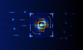 Artificial intelligence concept. Brain circuit board technology on blue background. Innovation and idea. vector