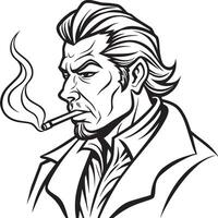 a drawing of a man smoking a cigarette vector