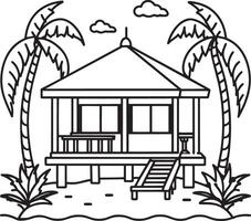 bungalows en el playa. ilustración vector