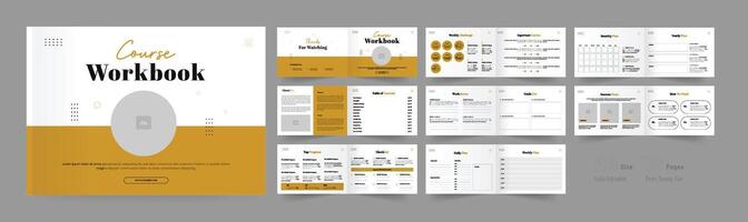 Course workbook design daily planner book layout template. vector