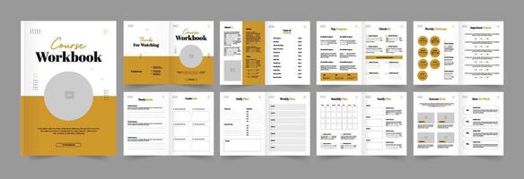 Course workbook layout template also daily planner brochure design. vector