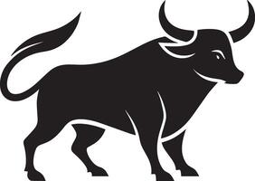 Bull icon isolated on white background. Black and white illustration. vector