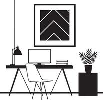 workplace design, illustration graphic in black and white vector