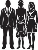 silueta de un familia en un blanco antecedentes. ilustración vector
