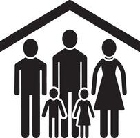 Family in the house icon. Simple illustration of family in the house icon for web design vector