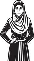 hermosa musulmán mujer en hiyab aislado en blanco antecedentes ilustración. vector