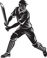 cricket player taking a shot illustration, Cricket batsman hitting the ball detailed vector