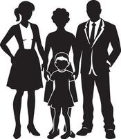 silueta de un familia en un blanco antecedentes. ilustración vector