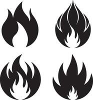 Fire flames icons set isolated on white background. Illustration. vector