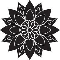 negro y blanco mandala flor en un blanco antecedentes. ilustración. vector