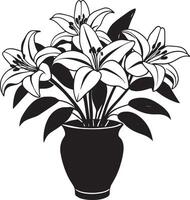 Lilies in a vase on a white background. illustration vector