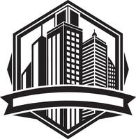 real estate building logo icon design. Black and White Illustration. vector