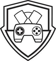 game control with shield isolated icon illustration design vector