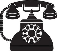 Retro telephone icon on white background. Black and white illustration. vector