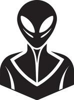 ilustración de un negro extraterrestre aislado en un blanco antecedentes. extraterrestre icono vector