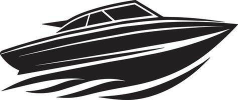 image of a black and white motorboat on a white background vector