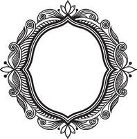 Illustration of floral frame with black and white outline on white background vector