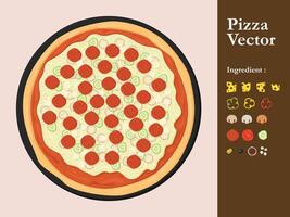 Pizza icono restaurante menú elemento café pepperoni dibujos animados ilustración resumen salsa comida vector