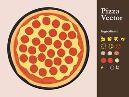 pizza icon restaurant menu element cafe pepperoni cartoon illustration abstract sauce food vector