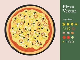 pizza icon restaurant menu element cafe pepperoni cartoon illustration abstract sauce food vector