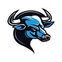 Angry blue cow head design on white background. vector