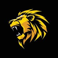 An angry lion animal logo silhouette vector